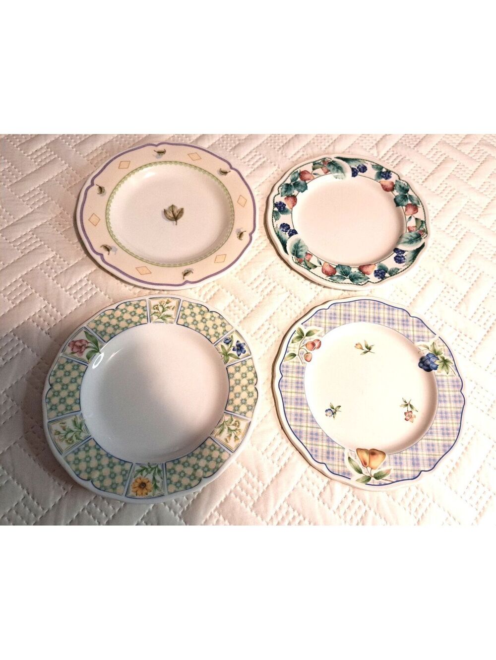VTG Set of 4 Mixed Homecraft by Noritake 80s-90s Cottage-Style Fruit Plates 8.5"